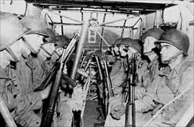 Gliders in the airborne invasion of Normandy: Paratroopers inside glider