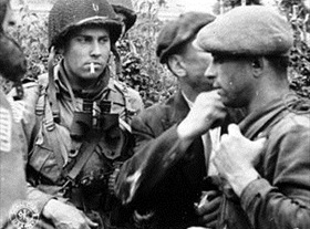 French resistance fighter and U.S. soldier, Normandy, June 1944