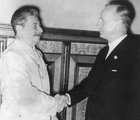 Stalin-Ribbentrop handshake, August 24, 1939