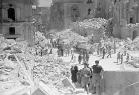 Malta in World War II: Bomb-damaged street, April 1942