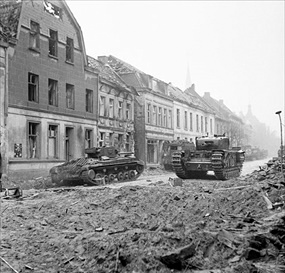 Rhineland Campaign: British tanks in Goch, February 21, 1945