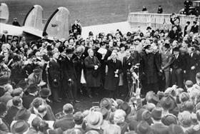 Chamberlain on triumphal return to London, September 30, 1938