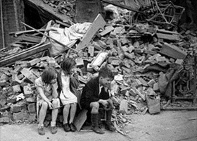 Children of East London suburb made homeless by Blitz