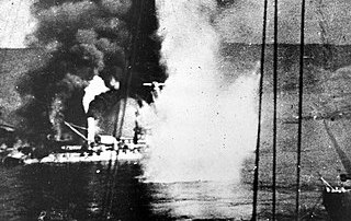 Attack on Mers-el-Kébir: French battleship Bretagne burns fiercely, July 3, 1940