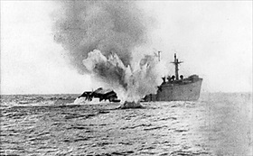 U-boat shells merchant ship