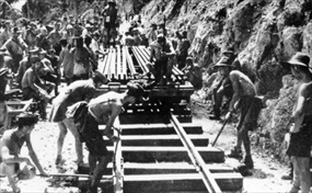 Burma-Thailand Railway: POW work party 2 laying rails