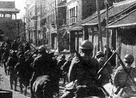 Japanese cavalry enter Mukden (Shenyang), Manchuria, September 1931