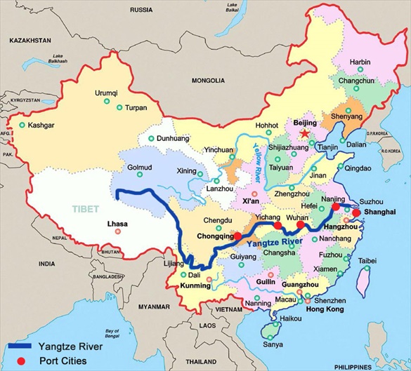 USS Panay: Map of Yangtze River Basin, China 