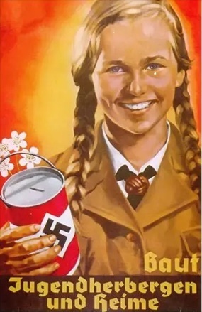 League of German Girls 1938 poster: Build hostels/homes