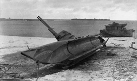 German midget submarines: Beached Biber