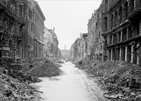 Capture of Berlin: Unter den Linden street scene, July 1945