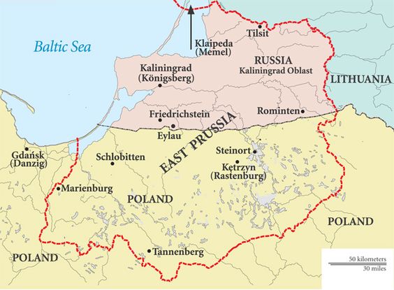 East Prussia offensive: Map of former East Prussia 