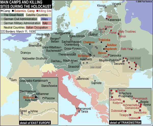Death’s Heads Units: Nazi death camps, concentration camps, and killing sites in Europe