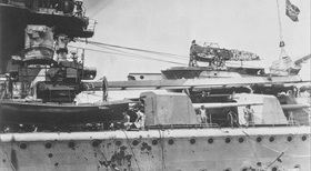 Close-up view of the Admiral Graf Spee’s port side, December 1939