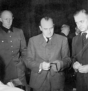 Hans Frank (1900–1946) in custody, Nuremberg, 1945