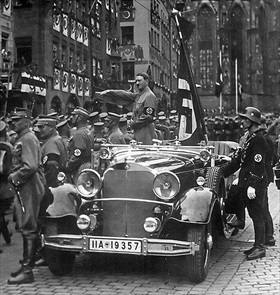 Hitler salutes SA, Nuremberg 1935