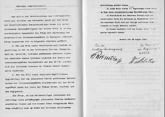 Molotov-Ribbentrop Nonaggression Pact: Two-page secret protocol