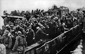 Operation Hannibal: Wehrmacht units in Courland Pocket evacuate via barge, 1945