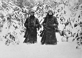Battle of Moscow: German soldiers in heavy snow west of Moscow, December 1941