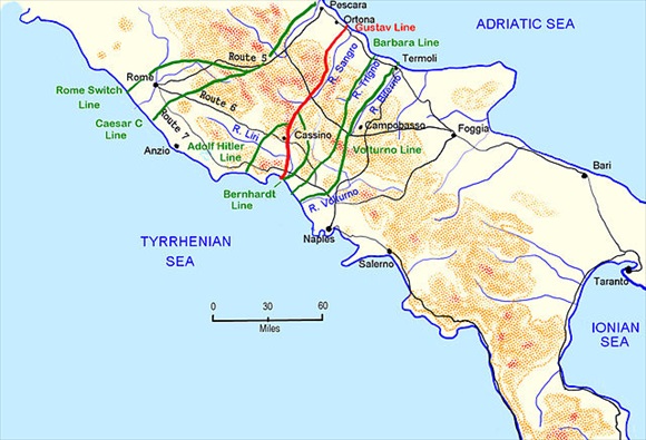 German Defense Lines South of Rome, 1943-44