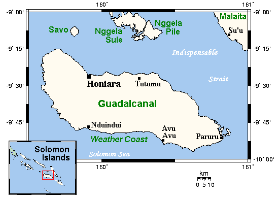 Map, Guadalcanal Island