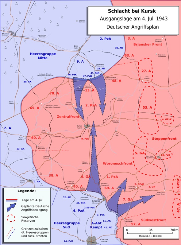 Kursk, Russia, July 1943: German plan of attack