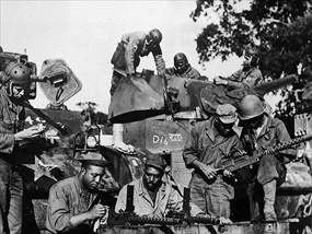 761st Tank Battalion Dog Company equipment check, England 1944