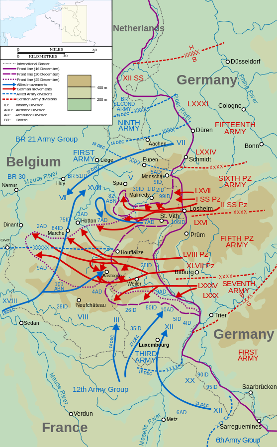 Map Battle of the Bulge, December 16–26, 1944