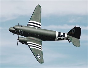 C-47 wearing Operation Overlord invasion stripes