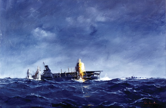 USS "Archerfish" torpedoes Japanese aircraft carrier "Shinano," November 29, 1944