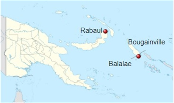 Map of Papua New Guinea, the Bismarck Archipelago and the Solomon Islands