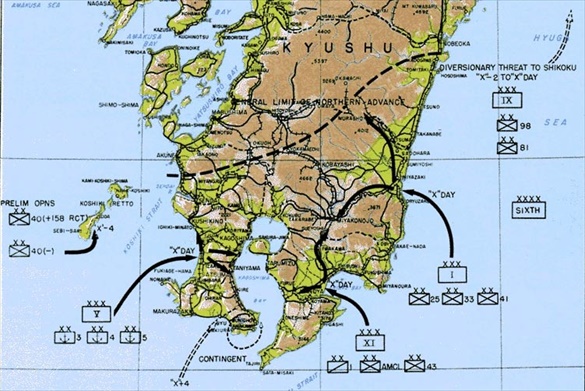 Map of Kyushu, 1945