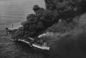 Battle of the Atlantic: U-boat shells U.S. oil tanker off Florida, 7-15-42