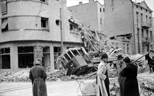 Balkans Campaign: Damaged Belgrade street, 1941