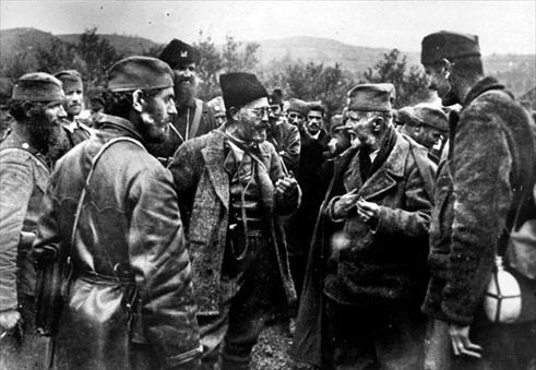 Chetnik resistance general Draza Mihailovic with senior commanders