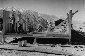 Manzanar barrack under construction, March 1942 Manzanar barrack under construction, March 1942