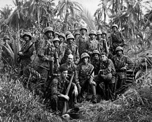 Bougainville Campaign: U.S. Marines at Japanese dugout Bougainville Campaign: U.S. Marines at Japanese dugout